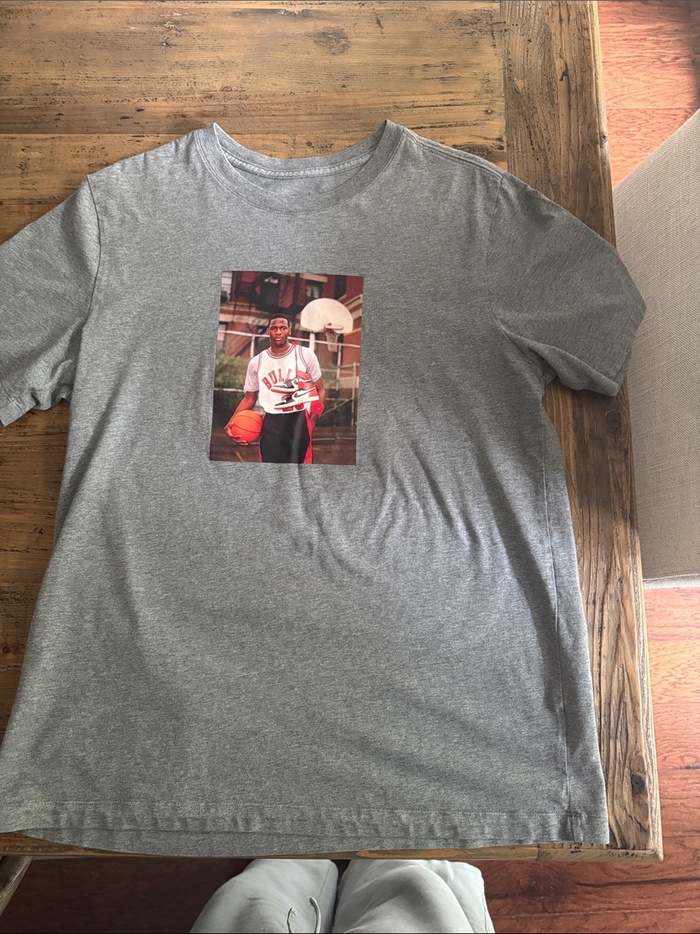 Jordan Gray Graphic Basketball Photo Tee